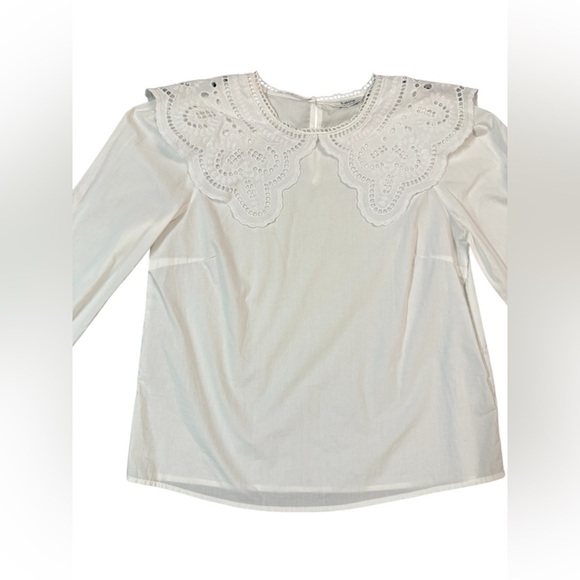 B.YOUNG Jussi Shirt with Embroidered Peter Pan Collar - Bright White Size 6 - Picture 7 of 14